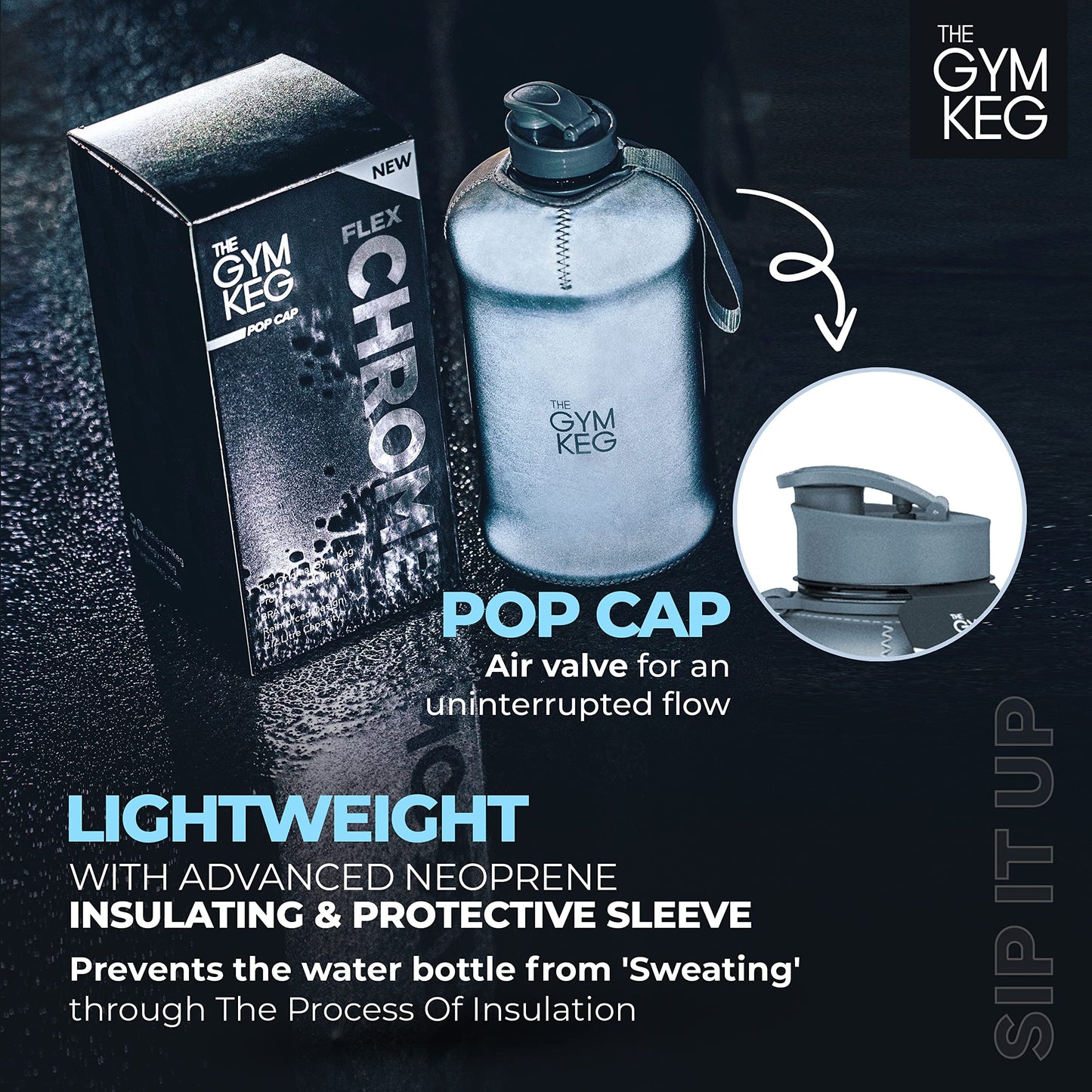 The Sports Water Bottle 2.2 L Insulated | Half Gallon | Carry Handle | Big Water Jug