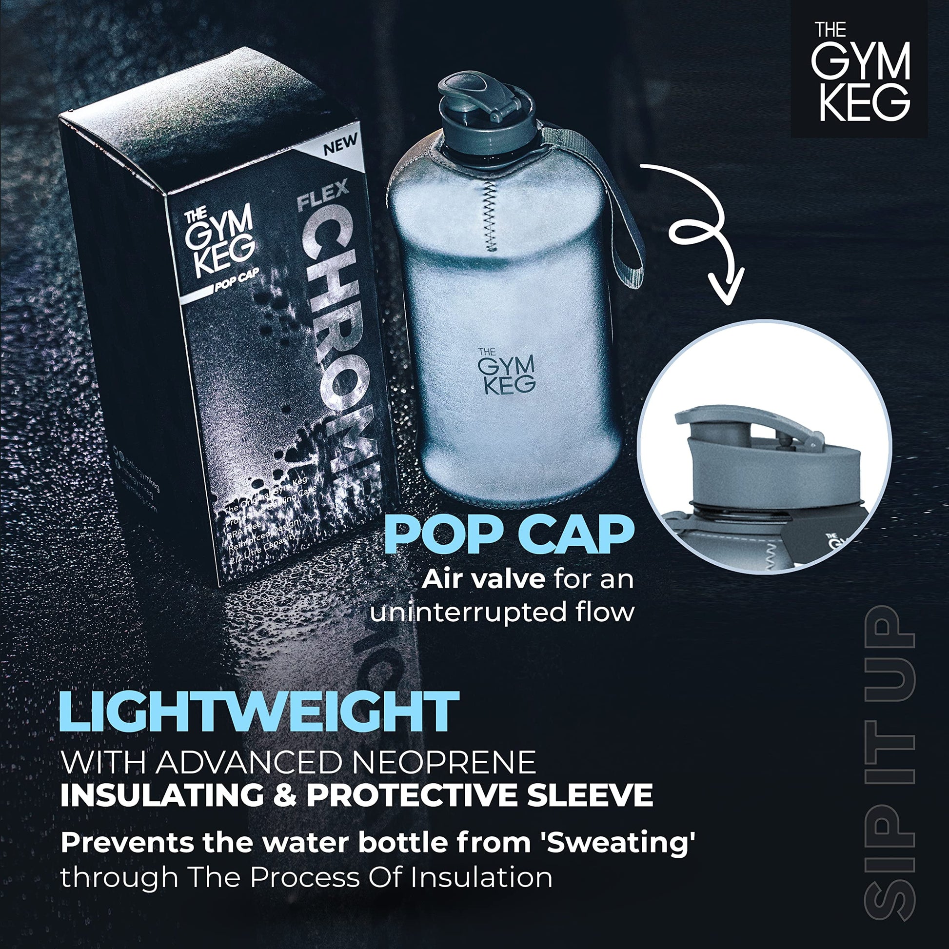 The Sports Water Bottle 2.2 L Insulated | Half Gallon | Carry Handle | Big Water Jug