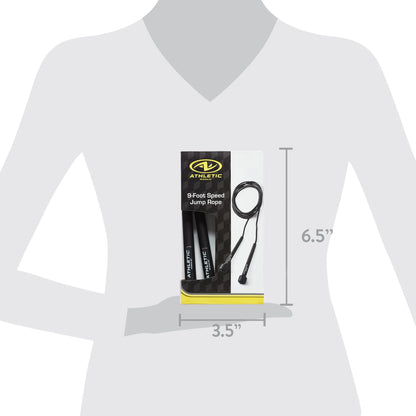 (4 Pack)  Speed Jump Rope with Light Weight Handles, 9' Length, Black