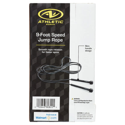 (4 Pack)  Speed Jump Rope with Light Weight Handles, 9' Length, Black