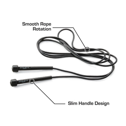 (4 Pack)  Speed Jump Rope with Light Weight Handles, 9' Length, Black