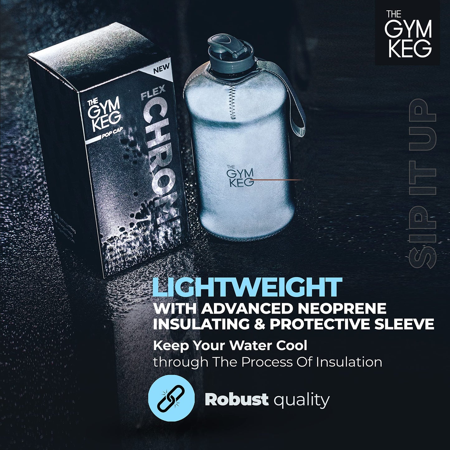 The Sports Water Bottle 2.2 L Insulated | Half Gallon | Carry Handle | Big Water Jug