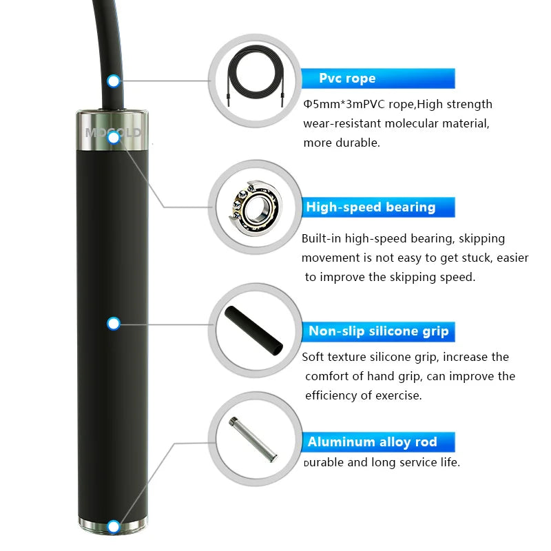 Boxing Jump Rope Sport Excercise Adults Lose Weight Diet Length Adjustable Jumping Rope for Beginners Dual Ball Bearing Design
