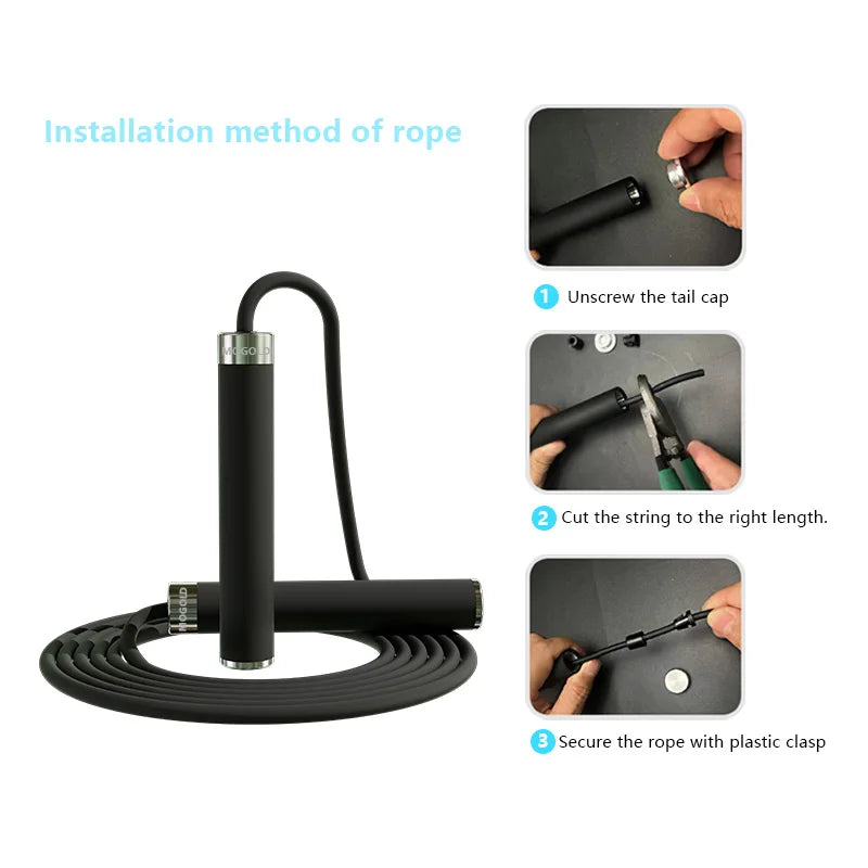 Boxing Jump Rope Sport Excercise Adults Lose Weight Diet Length Adjustable Jumping Rope for Beginners Dual Ball Bearing Design