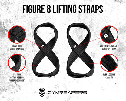 Figure 8 Lifting Straps for Deadlift, Powerlifting, Strongman, & Cross Training Strong Weightlifting Wrist Straps for Men, Women