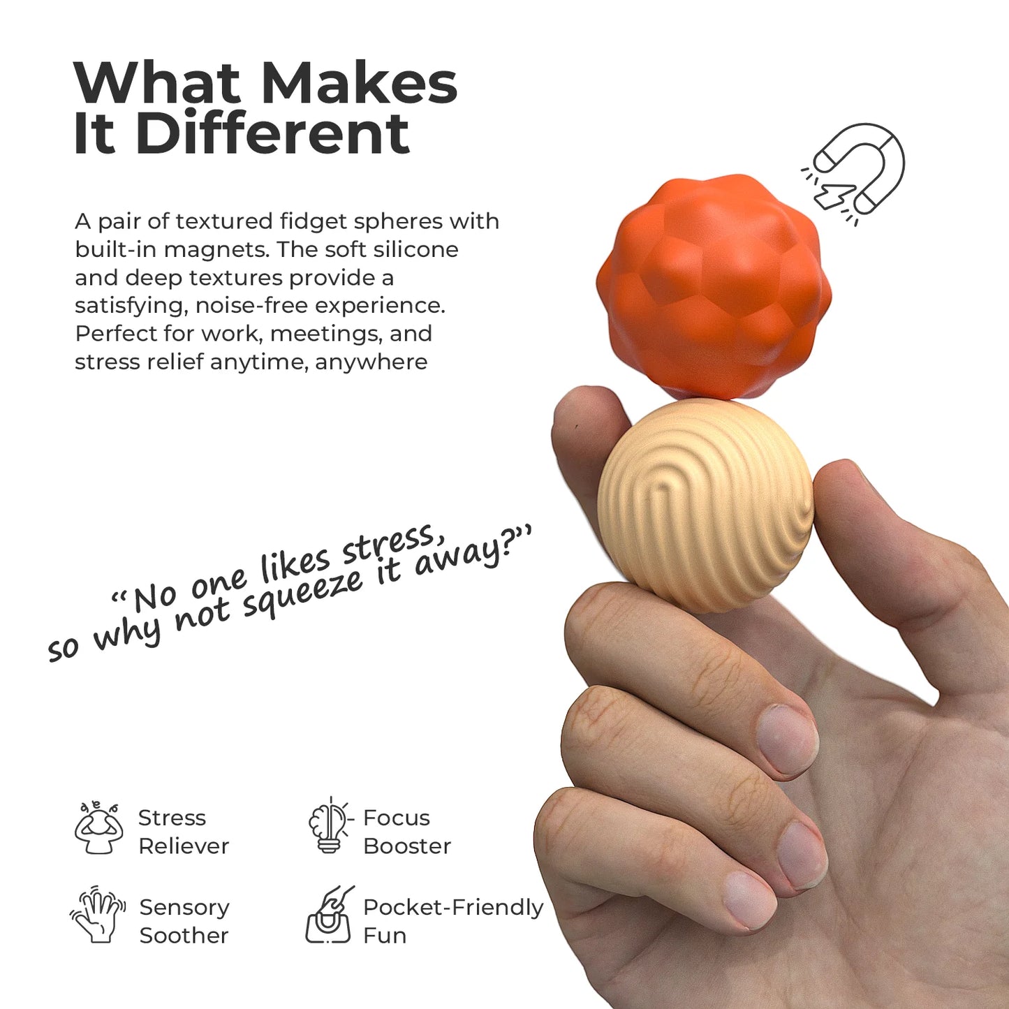 Scroll Atomic Irritability Balls Silicone Magnetic Sensory Balls Adult anti Stress Hand Practice Massage Balls Fidget Worry Ball